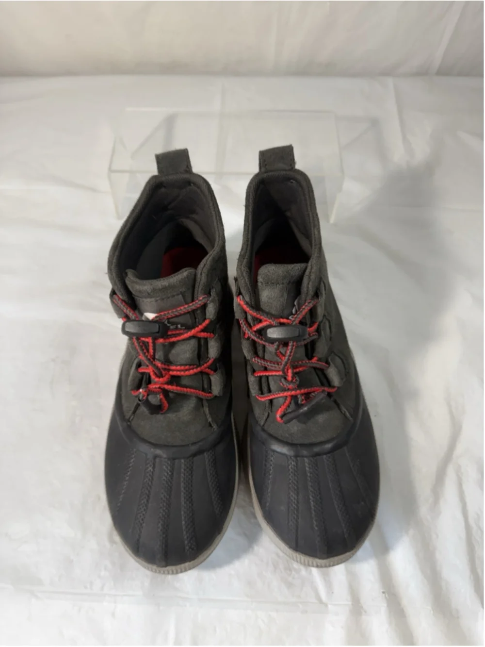 Sorel Out N About Boots Youth Size 4 Grey Red Shoes Waterproof Kids NY4564 093